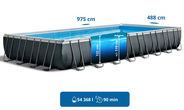 Прямоугольный каркасный бассейн Ultra XTR Rectangular Frame Intex 26374